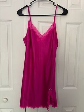 Victoria's Secret Hot Pink Lace-Trim Slip